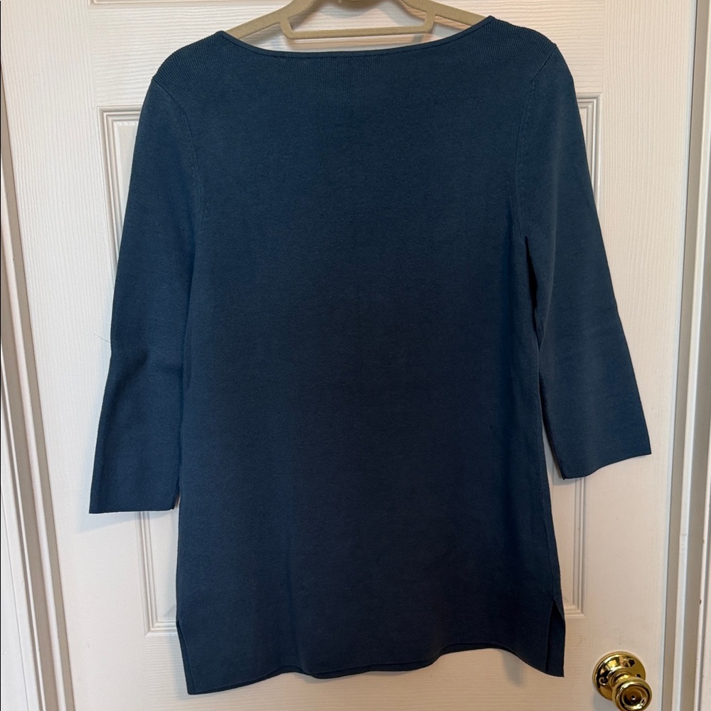 Chico's Blue 3/4 Sleeve Blouse - Picture 3 of 4